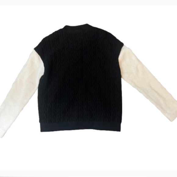 Tibi Black &White Textured Sweeter Bomber Jacket Long Sleeves Zipper Size XS - Picture 4 of 12